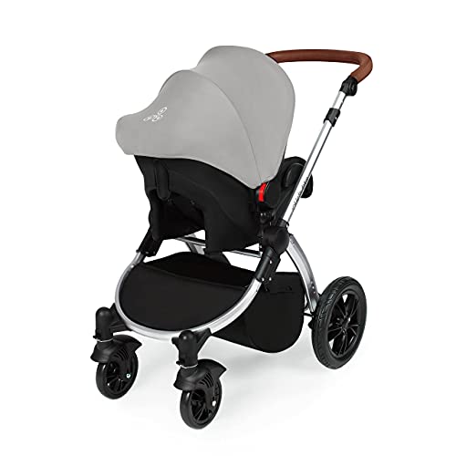 Ickle Bubba Stomp V3, All-in-One-Reisesystem, inklusive Trageschale, wendbarer Kinderwagen und Galaxy-Autositz Gruppe 0+ mit ISOFIX-Boden (Silber auf Silberrahmen)