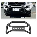 ECOTRIC Front Bull Bar Compatible with 2005-2023 Toyota Tacoma Pickup Truck Bumper Brush Grill Grille Guard Heavy Duty Steel Textured Powder Finish Black