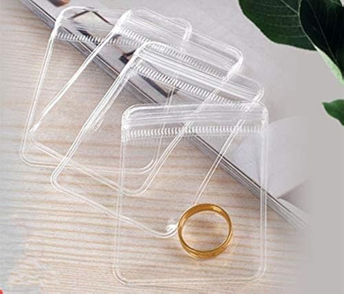 100pcs Clear PVC Transparent Zip Lock Jewelry Bag Small Size Dust Proof Airtight Jewelry Pouch Plastic Zipper Bag Self Seal PVC Packing Pouch Organizer Storage Bags for Rings Earrings Bracelet