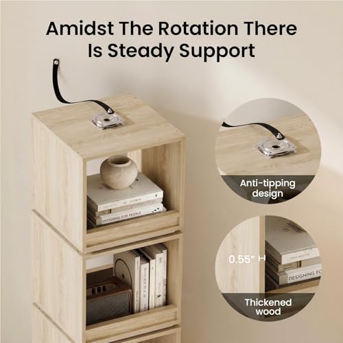 Image of ModernMate 4-Tier Rotating Bookshelf Tower, 360 Spinning Bookcase