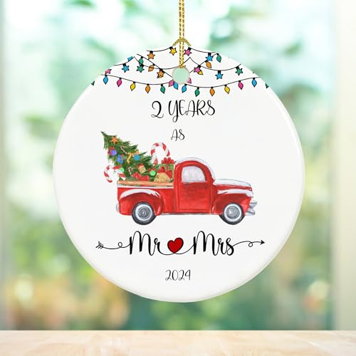 Chiranrise 2ND ANNIVERSARY Mr And Mrs Gifts For Couple, 2 Year Cotton For 2Nd Anniversary Keepsake For Home And Christmas Decorations thumb #5