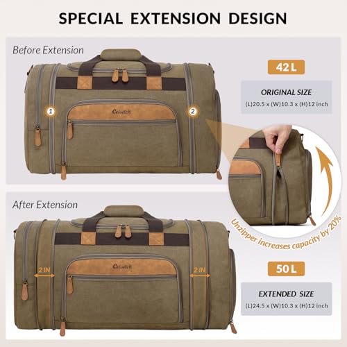 Celvetch Expandable Canvas Duffle Bag