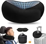 YOKNETIG Almohada de Viaje con Soporte Ergonómico-Funda Transpirable y Extraíble-Espuma Viscoelástica con...