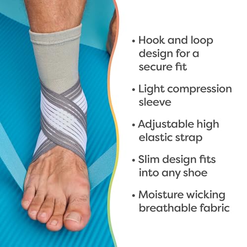 ZenToes Ankle Support Brace for Women and Men, Easy to Use Compression Sleeve with Adjustable Stabilizer Wrap, Wear with Shoes and Socks, Helps Prevent Sprained Ankle Injury - 1 Count (Gray, Wide - Image 4