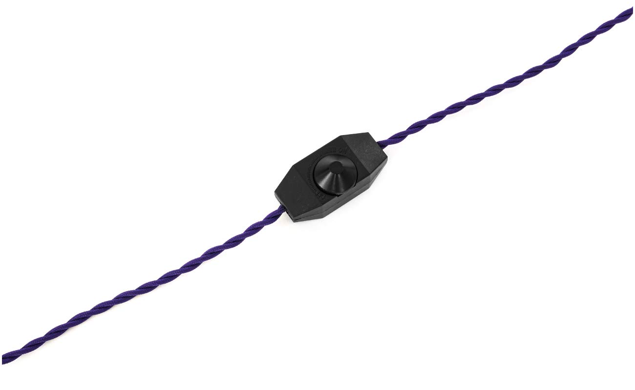 3 Pack 8.2'/2.5m Macaron Braided Wire with Dimmer Weave Rope for DIY Retro Style Replacement Open Wire Dimmable Switch Plug-in Cord for Swag Light Slant Ceiling Lamp Black Light Customizable（Purple）
