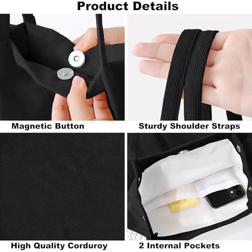 Bolso Tote de Pana para Mujer Pequeño con Bolsillo Interno miniatura 5