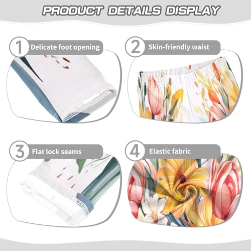 Bolaz Toddler Girls Leggings Printed Yoga Pants Leggings White Yellow Pink Flower for Kids3