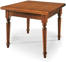 Mar.c.a. Design - Tavolo Allungabile Sala da Pranzo o Cucina, in Legno di Pioppo con Gambe Tornite, Stile Classico Arte Povera, Made in Italy