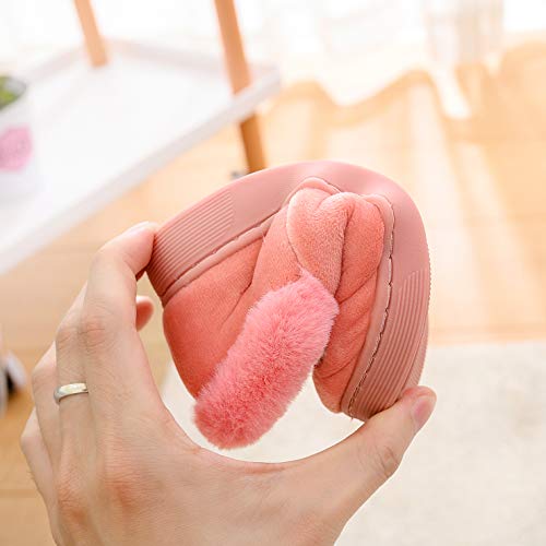 Ainikas Toddler Boys Girls Slippers Fluffy Little Kids House Slippers Warm Cute Animal Home Slipper, Pink 6-7 Toddler #TOP5