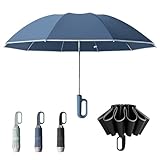 折りたたみ傘 ワンタッチ 自動開閉 【逆戻り防止安全設計】 折り畳み傘 メンズ 傘 逆折り式 大きいサイズ 超撥水 【高密度310T生地】 飛び出し防止 耐風 反射テープ 台風対応 丈夫 10本骨 強風に強い 豪雨/梅雨/台風対応 ジャンプ式 カラビナ設計 軽量 男女兼用 ブルー