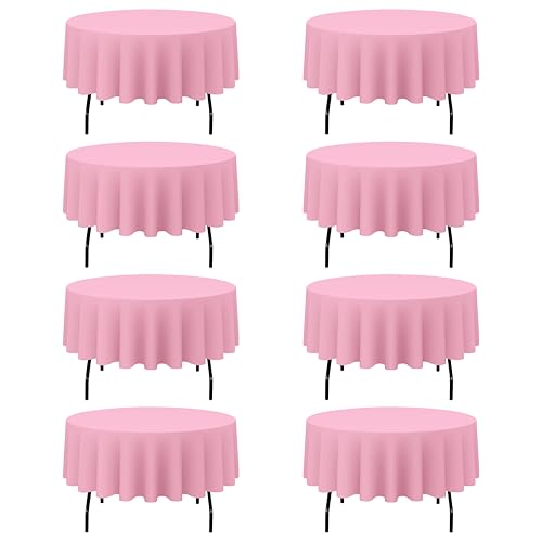 BRILLMAX 8 Pack Pink Round Tablecloths 90 Inch for 60" Tables