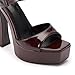 ToroToro Black/Burgundy Platform Block Heels for Women, Open Square Toe 5.5 inch Sky High Heeled Sandals with Buckle Ankle Starp