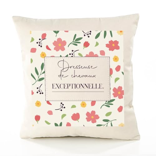 Planetee Housse de Coussin Femme Dresseuse de Chevaux exceptionnelle Motif Floral déco Salon canapé Chambre Cadeau Femme Anniversaire noël Coussin...