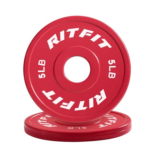 RitFit Fractional Rubber Weight Plates, Colored Bumper Plates for Starting Strength and Progressive Overload Training, Pair and Sets