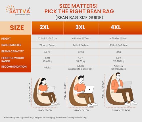 Image of Sattva Classic Piping XXXL Bean Bag with Pocket Filled with Beans | Faux Leather Teardrop Bean Bag for Adults & Teens | Pre-Filled Comfortable Seating for Home, Living Room - Black with Red Piping
