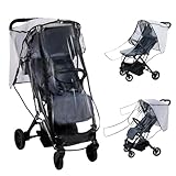 Stroller Rain Cover, Universal Clear Breathable Weather Shield with Waterproof 2-Way Zippers Open, 4 Seasons Protection for Baby from Rain, Wind, Snow (Two Ways Open on Front)