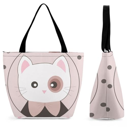 Sac de shopping pour voyage motif chat rose idéal pour vos escapades