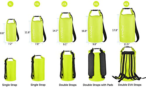 Image of OMGear Waterproof Dry Bag Backpack Phone Pouch 40L /30L /20L /10L /5L Floating Dry Sack for Kayaking Boating Outdoors Activities