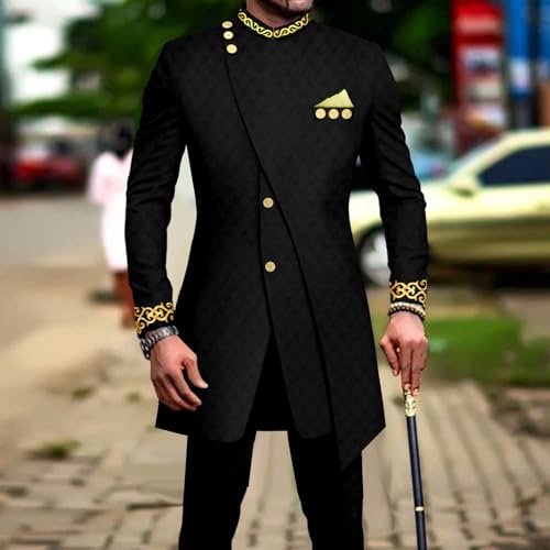 Men`s Suit Single Breasted Slim Fit Blazer and Trousers Outfits Set African Clothes2