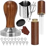 Y-Step 23 PCS Coffee Tamper Set, Coffee Accessories Barista Set, with Espresso Tamper 58 mm, Espresso Coffee Stirrer, Milk Jug, Tamper Mat, Barista Towel, Latte Art Pen and 16 Decorative Stencils
