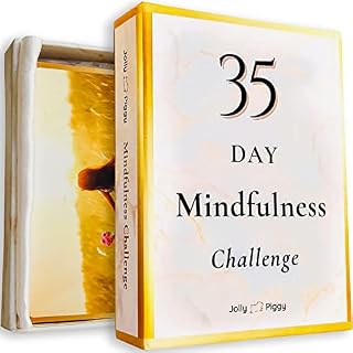 Jolly Piggy 35 Day Mindfulness Challenge Cards, Anxiety Relief Gift for Women, Men & Teens Bonus Wellness Ebook