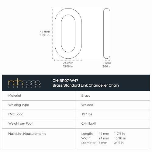 Image of RCH Hardware CH-07W-BRZ Brass Chandelier Chain, Bronze (1 Foot)