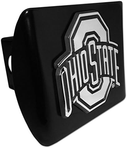 Ohio State University Buckeyes "Black with Chrome “O” Emblem" NCAA College Sports Trailer Hitch Cover Fits 2 Inch Auto Car Truck Receiver