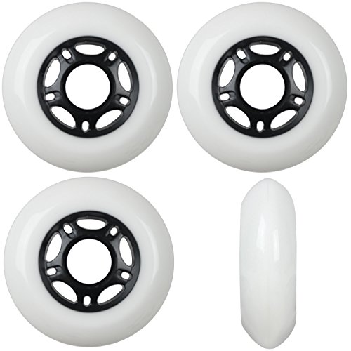 Player's Choice Outdoor Inline Skate Wheels 89a 4-Pack - Choose Size, Color, and Bearings (White, 80mm 4-pk (No Bearings))