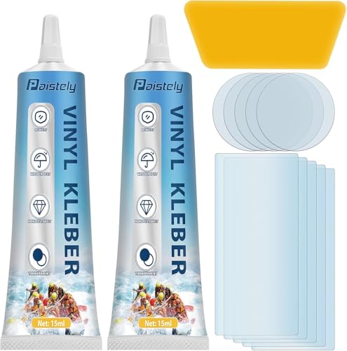 Pool Reparaturset, Pool Flicken, Transparent und Langlebig Flickzeug Luftmatratze, Wasserdicht und Hochfest Schlauchboot Reparaturset Kann Verschiedene Aufblasbare Gegenstände Repariere (15ml*2)