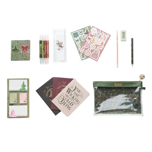 Grupo Erik - Set de Papeterie Wicked Kawaii | 4 Couleurs Surligneurs, Crayon, Trombones, Carnets A6, Stickers, Bloc-notes | Organisateur de Bureau et Papeterie | Idée Cadeau Fille 8-10 Ans