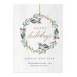Let's Make Memories Personalized Christmas Cards with Envelopes - Premium Quality - 5x7-2024 Holiday Cards & White Envelopes - Rustic Wreath - 25 ct