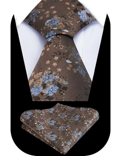 Image of Alizeal Mens 3.15inches Delicate Floral Tie with Small Flower Printed Handkerchief Set