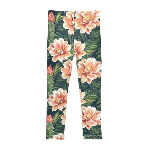 Girls Leggings Tropical Flower Cactus Soft Toddler Leggings for Girls Kids Pants Size 4T-10T2