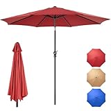 NEWBULIG 9FT Patio Umbrella, Outdoor Table Umbrellas with Push Button Tilt and Crank, 8 Sturdy Ribs, Waterproof, UV Protection and Fade Resistant, for Pool, Garden, Market, Backyard