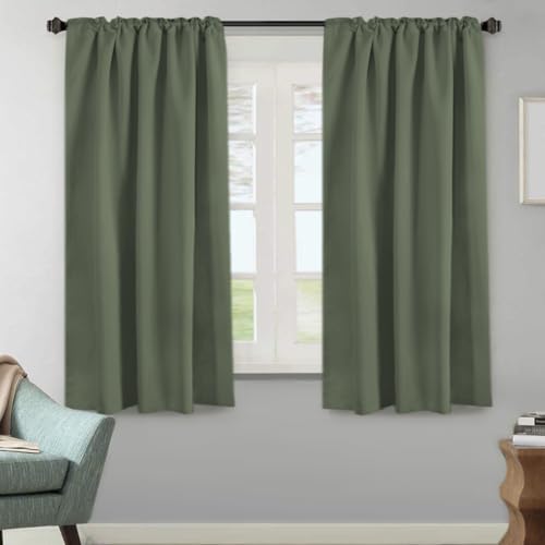 Image of H.VERSAILTEX Blackout Curtains Thermal Insulated Window Treatment Panels Room Darkening Blackout Drapes for Living Room Back Tab /Rod Pocket Bedroom Draperies (2 Panels, Bronze Green, 52 x 63 Inch)