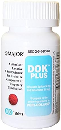 Dok Plus Tablets Stool Softener - 8.6-50MG 100 Tablets (2 PACK)