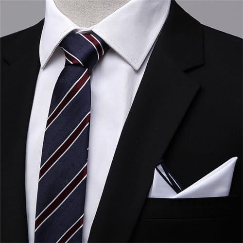 Set de corbata de seda rayada para hombre miniatura 2