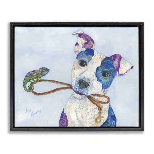 'Jack & Chameleon Smiling Dog Portrait Collage'| Floating Frame Canvas Art