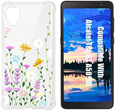 exanor editice Compatible with Alcatel TCL A3 A509DL/TCL A30 Case,Wild Meadow Floral Flower Botanical Print Design for TCL Case Women Girl,Soft TPU Trendy Case for TCL