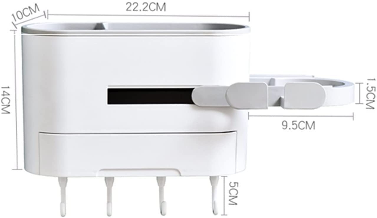 Soporte para secador de pelo, estante de almacenamiento de plástico montado en la pared, sin taladrar, organizador de herramientas adhesivo fuerte para herramientas de estilo, accesorio de baño