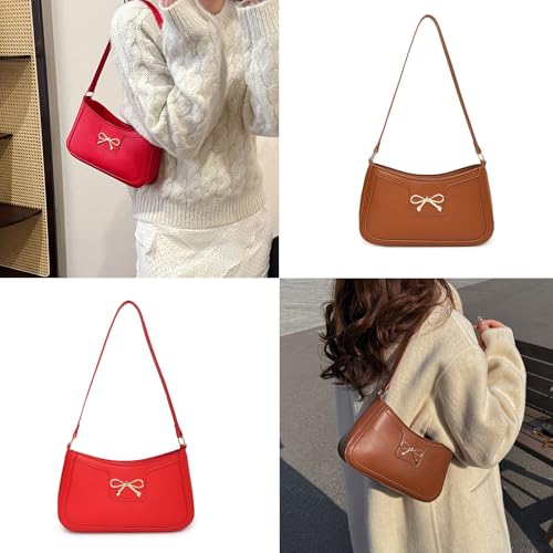 Elegant Bowknot PU Leather Shoulder Bag Fashion Armpit Bag for Women and Girls Travel Shopping Work Underarm Purse2