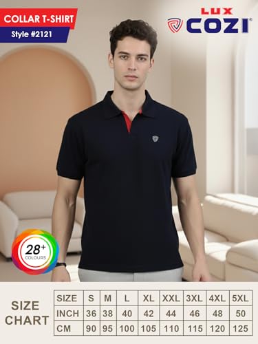 Image of Lux Cozi Men's Cotton Solid Polo Tshirt | Collar Tshirts | Half Sleeves | Stylish & Premium All Day Wear | Pack of 1