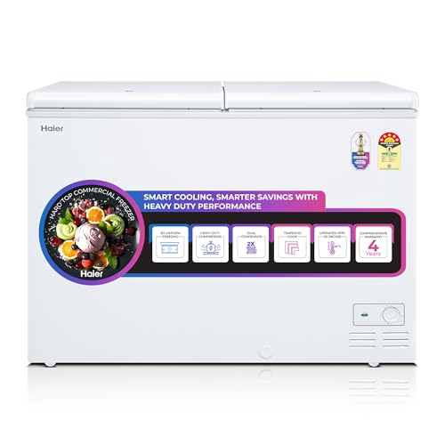 Image of Haier HFC-350DM5, 5 Star Rating Double Door Convertible Deep Freezer, 5 Side Freezing, Dual Condenser, Inside Metal Liner with 70mm Puff Thickness (White)