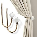 Pumpkin Shaped Curtain Holdbacks 2pcs, Handmade Metal Curtain Side Holders for Wall, Curtain Tieback Hook Pull Backs for Drapes Window Home Decoration