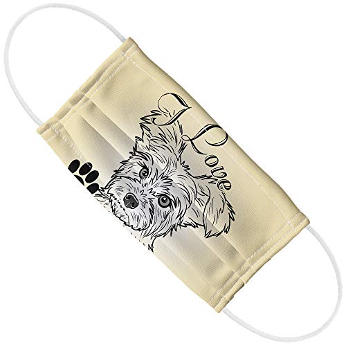 Popfunk I Love My Morkie Morkshire Terrier 1-Ply Reusable Face Mask Covering with Adjustable Nose Wire, Unisex
