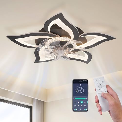 Maevor LED Deckenventilator mit Licht Leise, 69 cm Deckenventilator mit Beleuchtung Dimmbar (3000K-6000K), App & Fernbed...