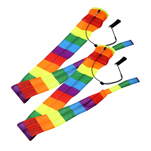 PEHHAH Rainbow-Fish POI Long Tail Spinning POI Ball Pro Fabric Poi 47'' Length with Beanbags Fill 1 Pair