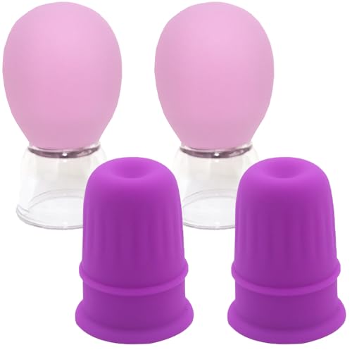 Jesakmie 4pcs 2 Size Pink Silicone Nipple Corrector Suction Cups - Nipple Inverted, Flat and Shy Nipples, Breastfeeding Mom Women (2Pink 2Purple)
