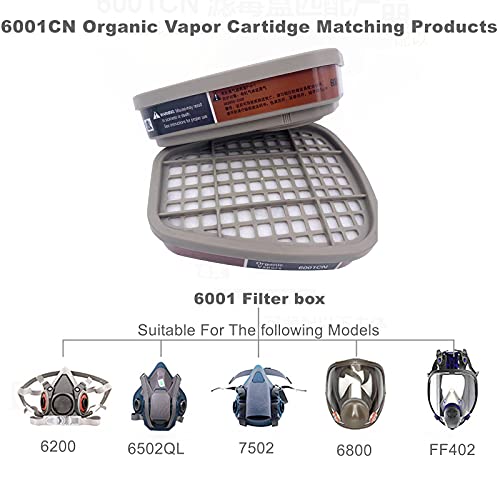 6001 Filter Cartridges For Respirator, Dust-Proof, Organic Vapor, Pollen And Chemical Cartridges, Compatible With 6200, 6800, 7502, Ff402 Respirator （2 Pack) #TOP5