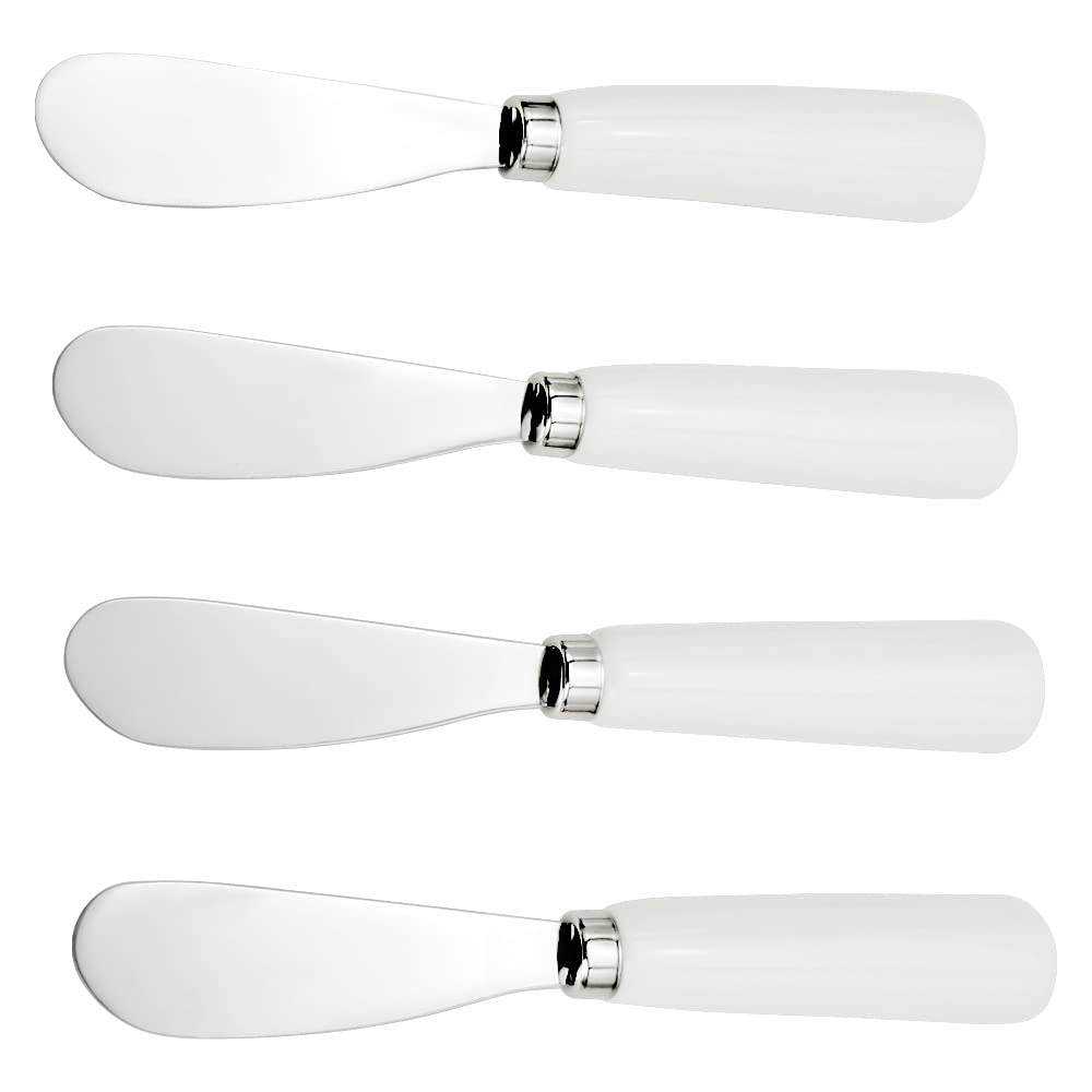 Thickened Fine 18-10 Stainless Steel Blade Butter knife 4PCS Porcelain Handle,6.3Inch, White Multipurpose Cheese Spreader Kitchen Knives?Fast shipping high-grade